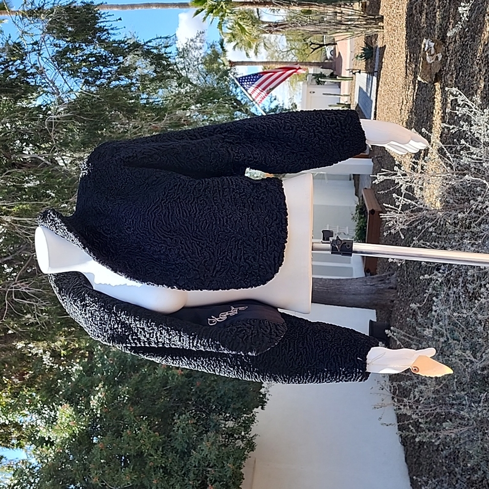 VTG BECKMAN FURS Persian Lamb Curly Wool Fur Coat S Croppd Hollywood Glam Jacket - Picture 7 of 17
